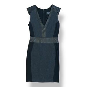 Revolve‎ LaPina by David Helwani Black Knit & Lambskin Leather Mini Dress Size S